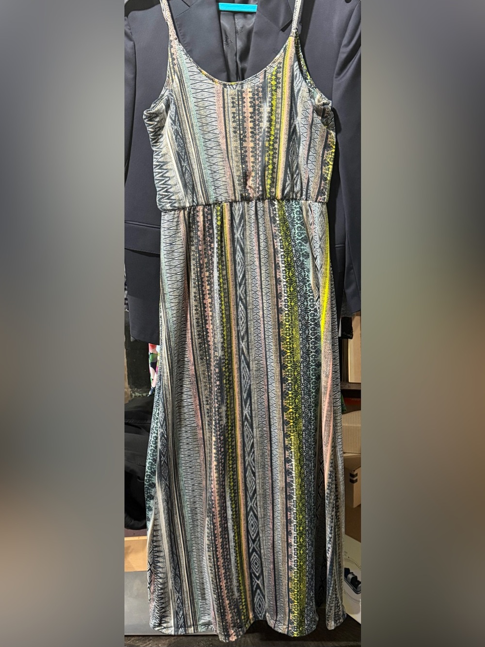Patterned Maxi Skirt in navy, Pink & Yellow - Women
